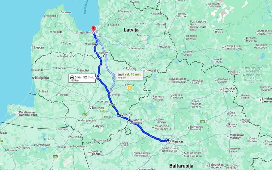 maršrutas Minskas - Ryga - Transferok, UAB